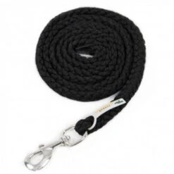 Schockemohle Catch Braided Nylon Lead Rope -Equestrian Supplie Store 1320 00007 schockemohle catch lead solid black 41634.1646869956