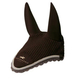 Schockemohle Dynamite Fly Bonnet -Equestrian Supplie Store 1740 00034 dynamiteflyveil logo darkbrowntaupe 97611 15756.1527290285