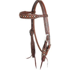 Martin Saddlery Floral Dots Brow Headstall -Equestrian Supplie Store floral dots brow headstall choco HB21EFSCR martin 89983.1616887754