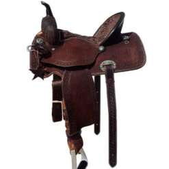 Alamo Saddlery Geo Aztec Barrel Saddle -Equestrian Supplie Store geo barrel brown side GEO AZT alamo 34867.1650487061