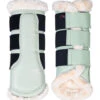 HKM Comfort Premium Fur Protection Boots -Equestrian Supplie Store protection boots light green front back 13024 5897 HKM 50714.1682373254