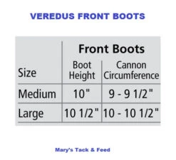 Veredus TRC Vento Front Sport Boots -Equestrian Supplie Store size chart front boots veredus 98870.1603577114