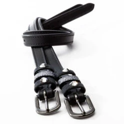 Kavalkade Crystal Leather Spur Straps -Equestrian Supplie Store spur strap grey blk grey hero 668 06 kavalkade 91064.1685496495