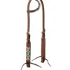 Turquoise Cross Aztec One Ear Headstall -Equestrian Supplie Store tc aztec 1 ear hs light oil 45007 01 01 weaver 47393.1668131200