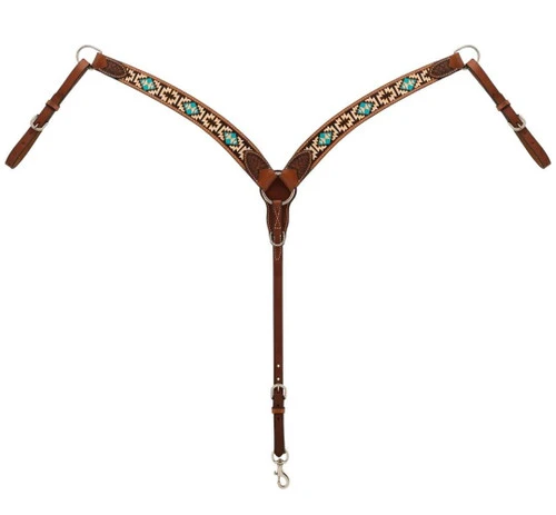 Turquoise Cross Aztec Contoured Breast Collar 3 Turquoise Cross Aztec Contoured Breast Collar