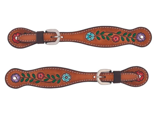 Turquoise Cross Floral Vine Spur Strap Ladies 3 Turquoise Cross Floral Vine Spur Strap Ladies