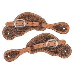 Circle Y Texas Flower Classic Spur Strap -Equestrian Supplie Store texas flower spur stap ladies youth brown tan side 1011 35 S6 circle y 17685.1674580704