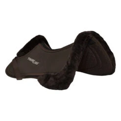 ThinLine Trifecta Half Pad With Sheepskin Rolls -Equestrian Supplie Store trifecta with rolls half pad brown angle 7416 DB thinline 28281.1626814657