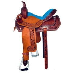 Alamo Saddlery TTBS Barrel Saddle -Equestrian Supplie Store ttbs barrel brown blue side TTBS alamo 10691.1650485397