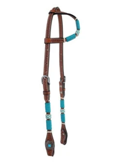 Circle Y Turquoise Round Up One Ear Headstall -Equestrian Supplie Store turquoise round up 1 ear hs reg.oil hero 1025 20 S4 circle y 47083.1686166640