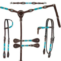 Circle Y Turquoise Round Up Breast Collar 7 Circle Y Turquoise Round Up Breast Collar -Equestrian Supplie Store turquoise round up tack set collection 1025 circle y 80927.1686171174