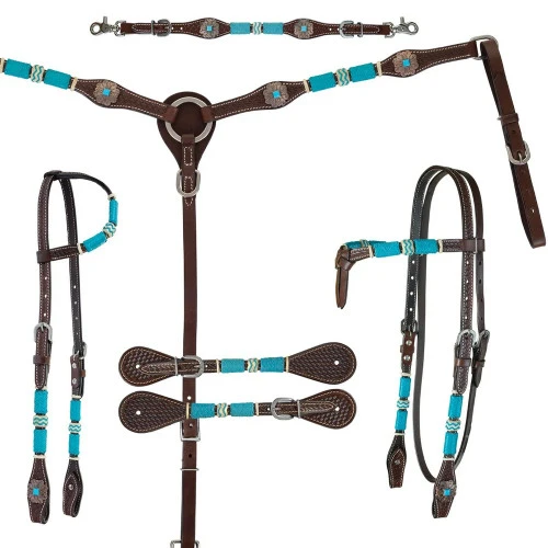Circle Y Turquoise Round Up Futurity Brow Headstall 5 Circle Y Turquoise Round Up Futurity Brow Headstall - Image 3